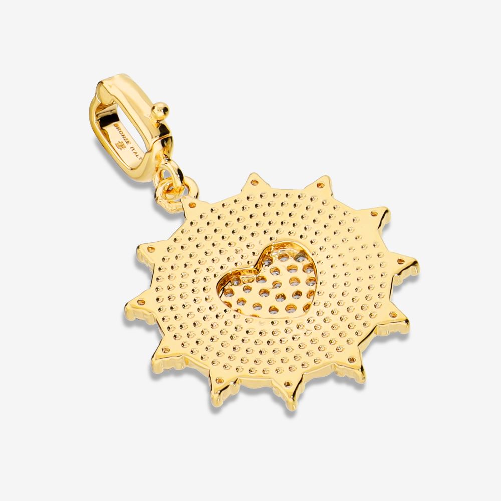 Italian Sunburst With Pave Heart Pendant/Enhancer