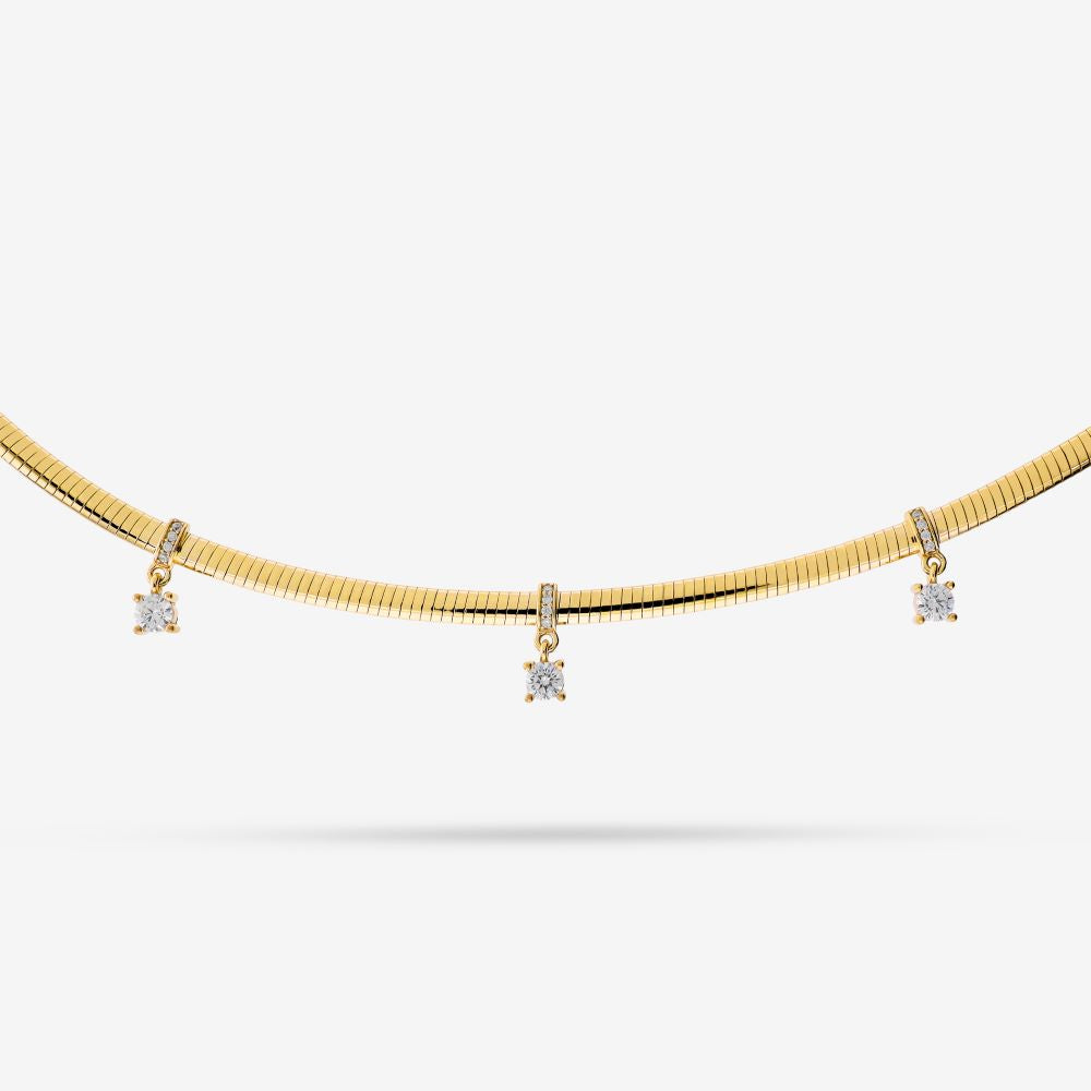 Italian Look of Diamonds Necklace with 3 Drop Stones