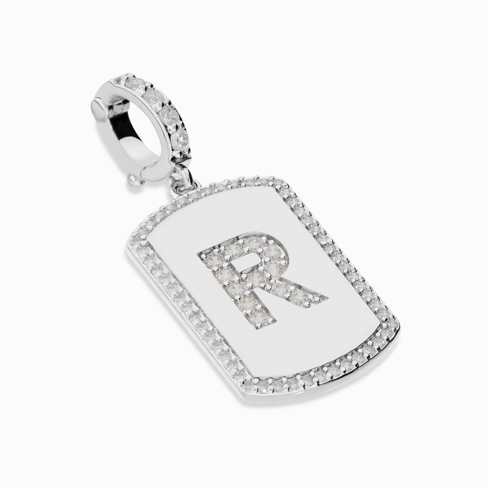 Italian Look of Diamonds Tag Style Initial Enhancer, White