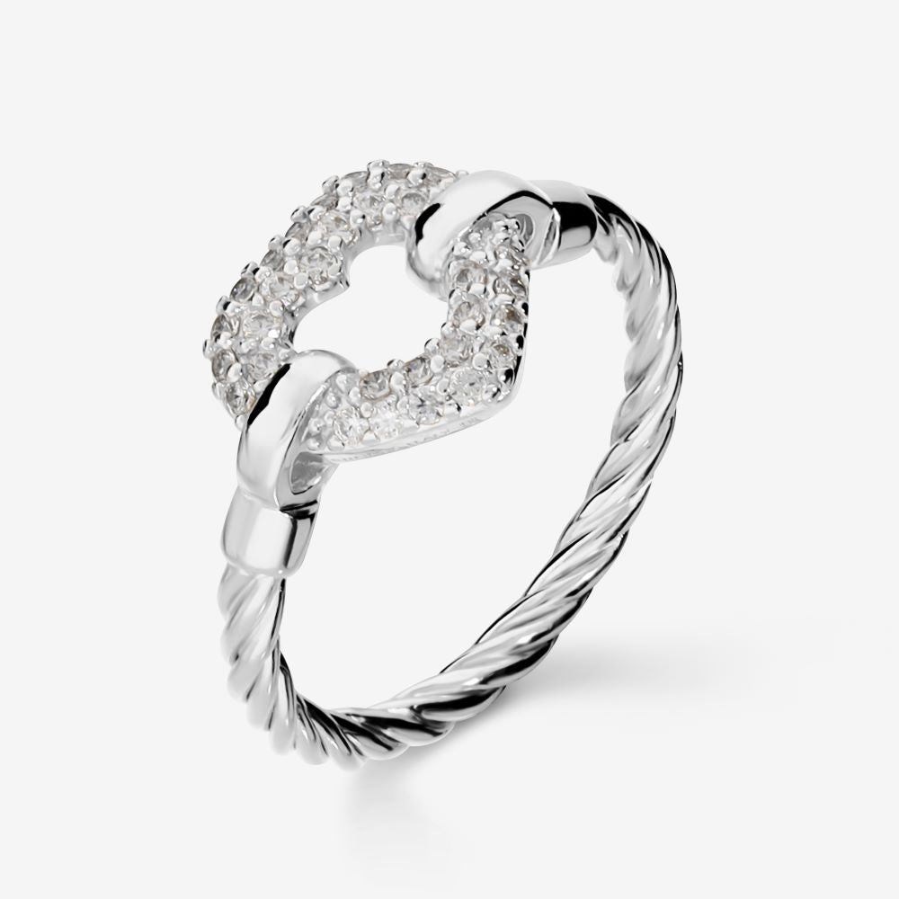 Italian Pave Open Heart Ring