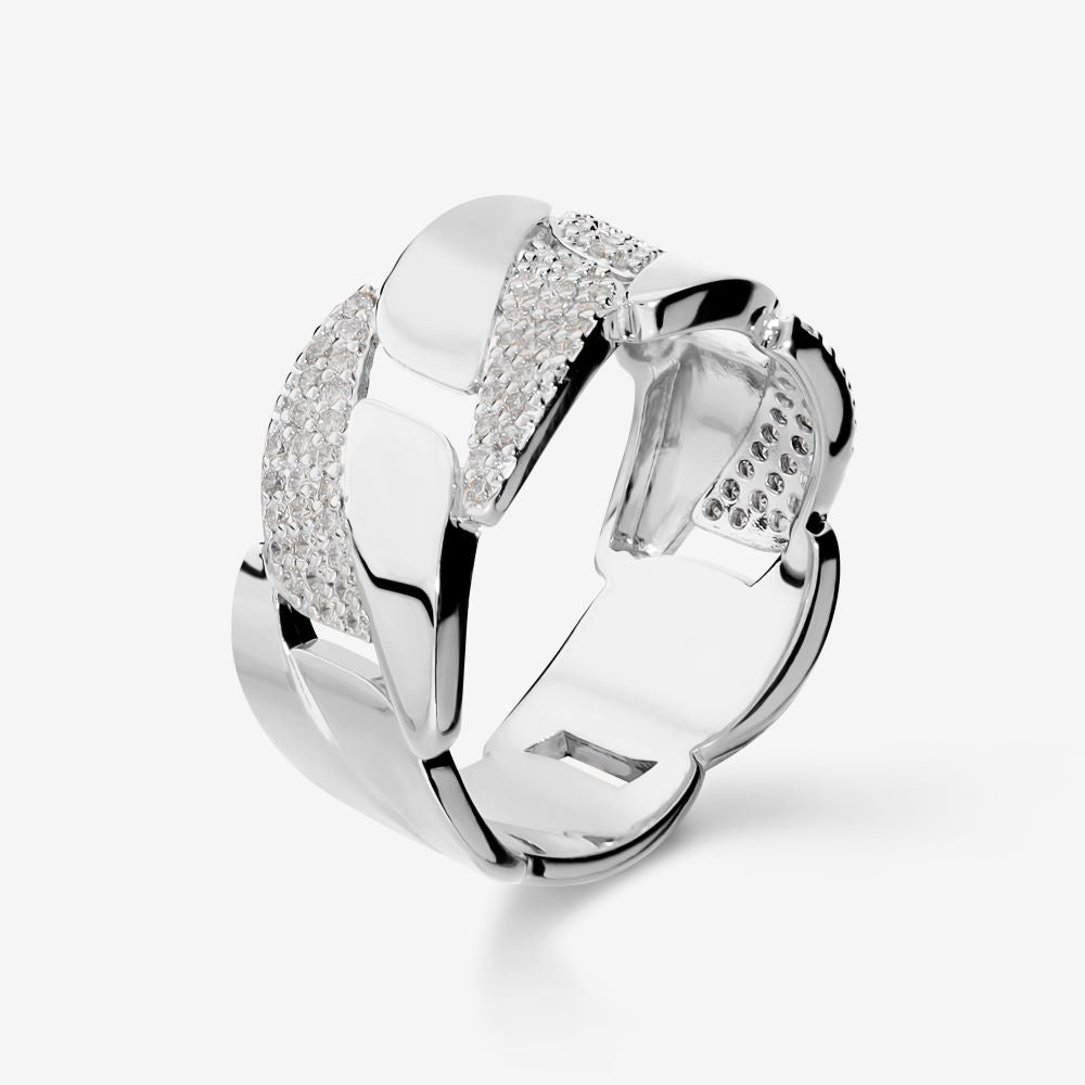 Italian Pave Swirl Band Ring
