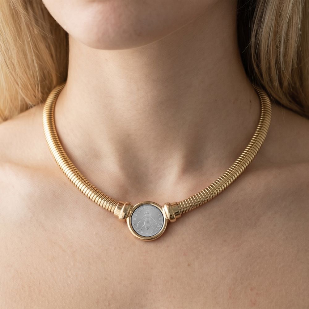 Italian Tubogas Collar Necklace With Changeable Bee Lire