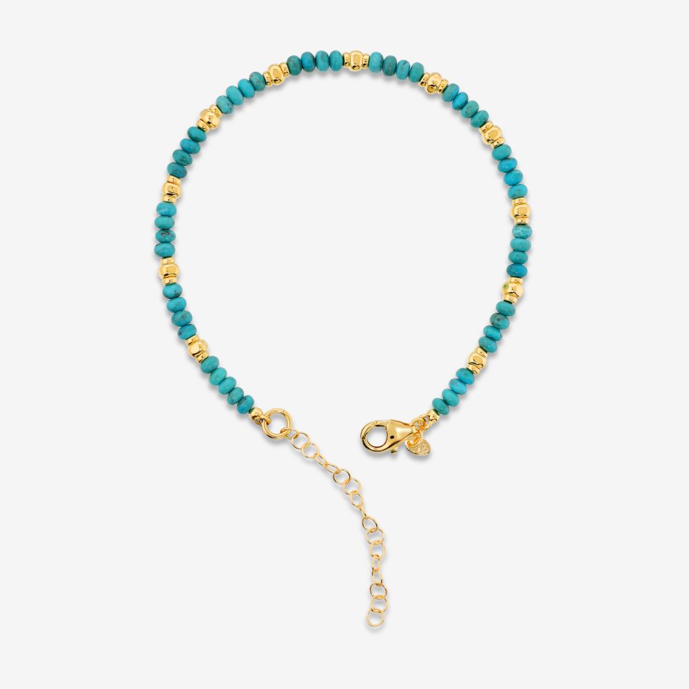 Italian Turquoise Bead Ankle Bracelet, Yellow