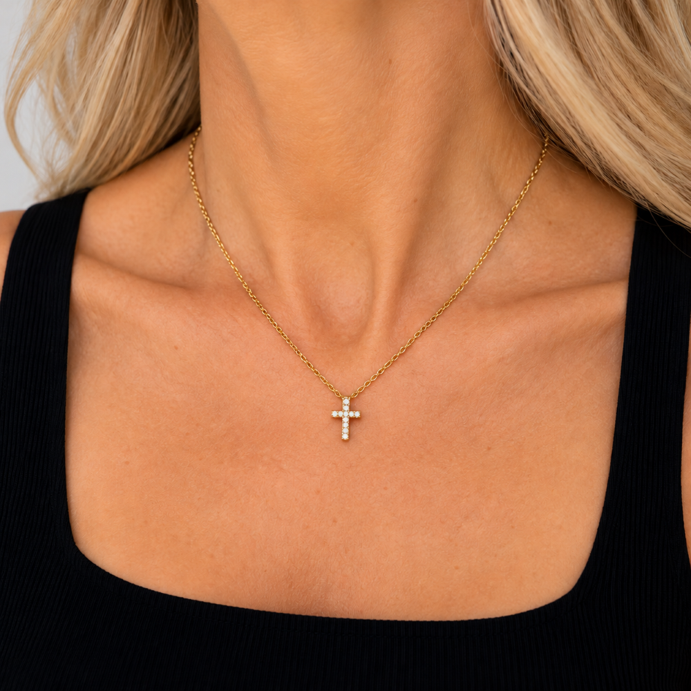 Italian Perfect Size Lab Grown Diamond Cross Necklace