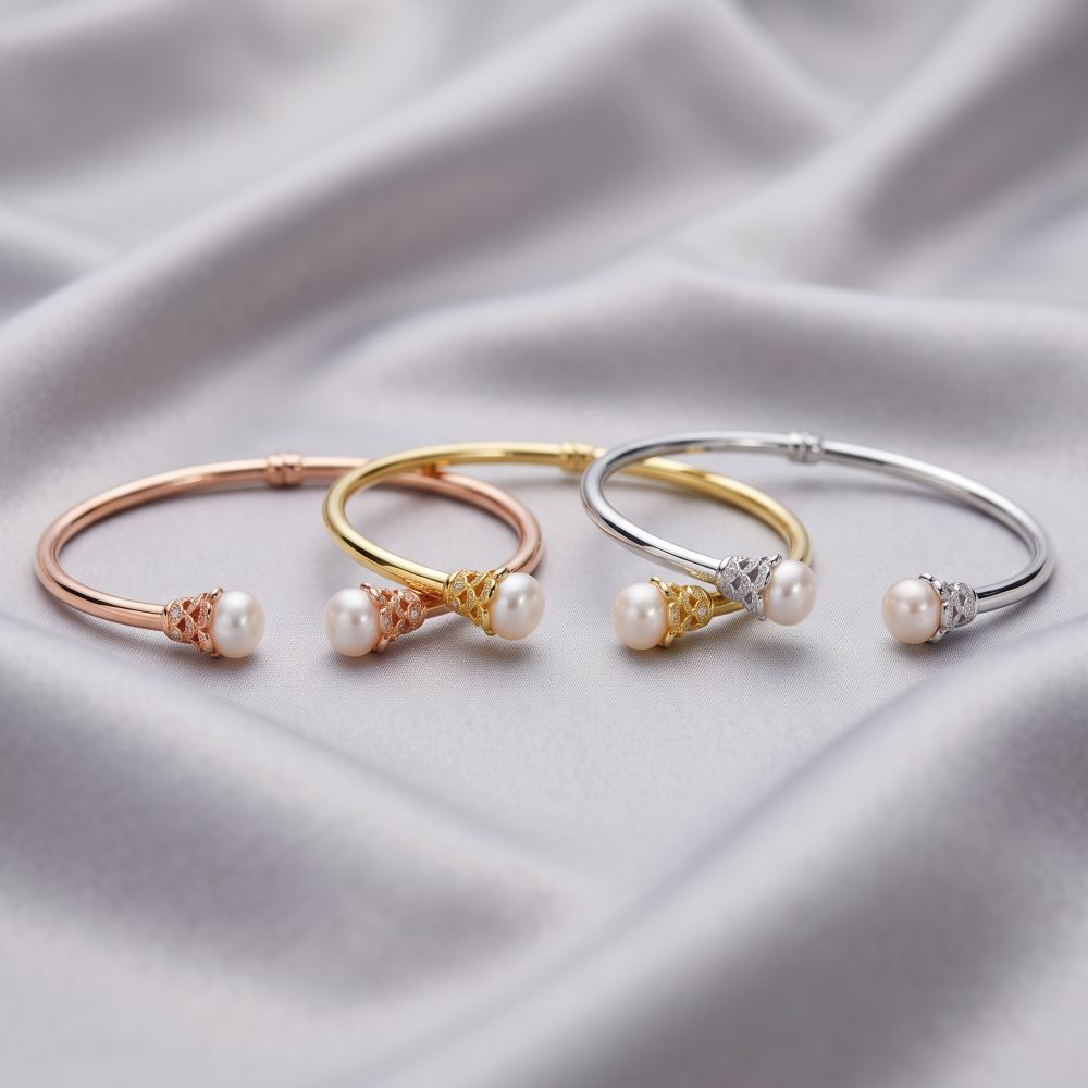 Italian Pearl Detail Cuff Bracelet