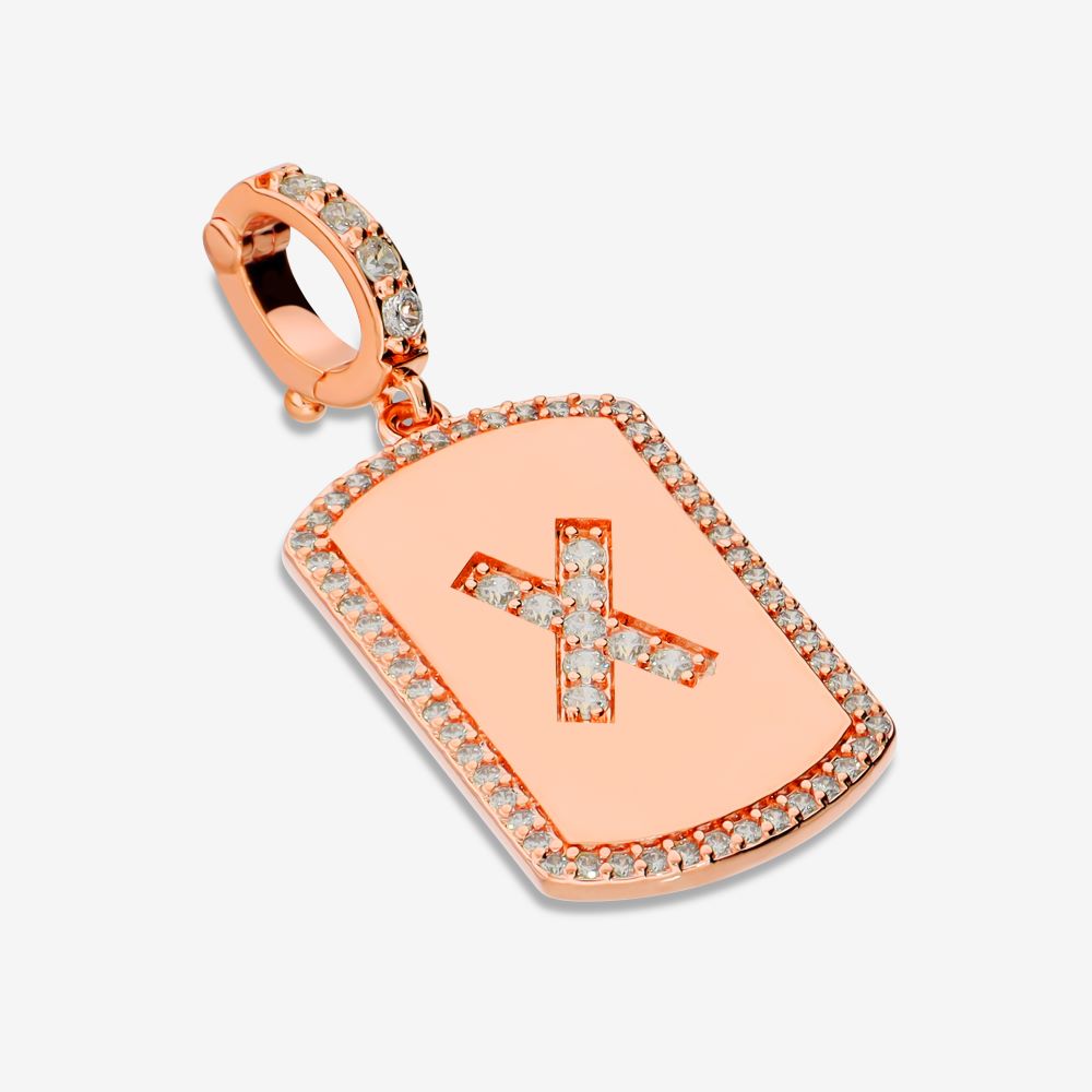 Italian Look of Diamonds Tag Style Initial Enhancer, Rose