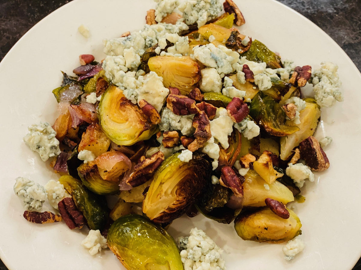 Brussel Sprouts with Apples and Blue Cheese