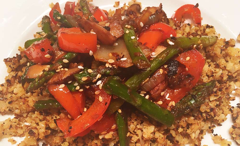 Sesame Veggie Stir Fry with Riced Cauliflower – Printer Friendly