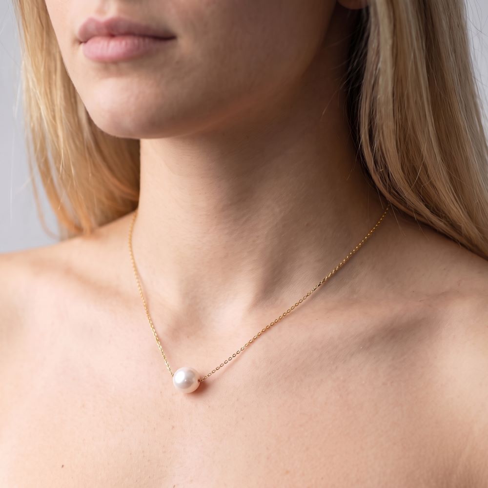 Italian Ming Pearl Solitaire Necklace