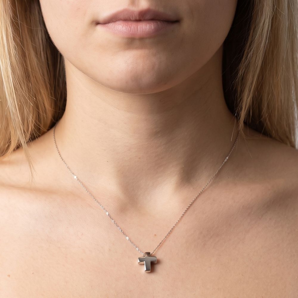 Italian Petite Cross Sterling Silver Necklace