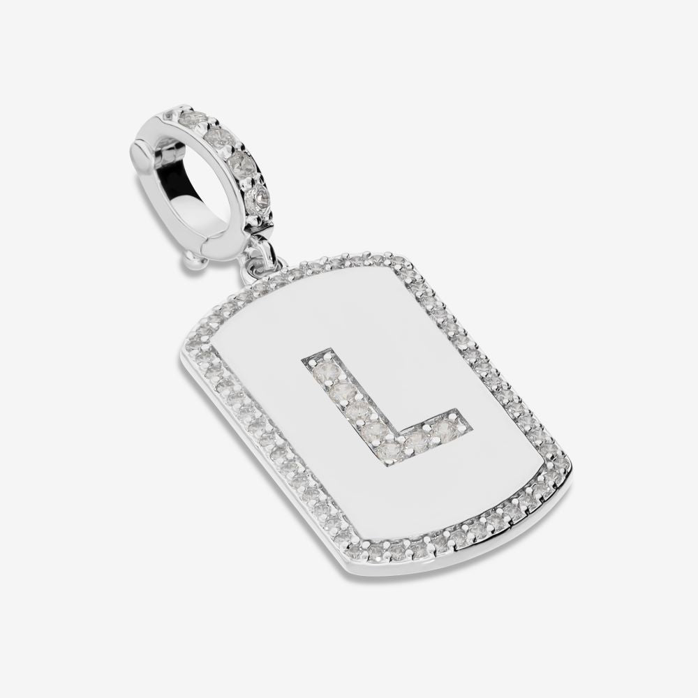 Italian Look of Diamonds Tag Style Initial Enhancer, White