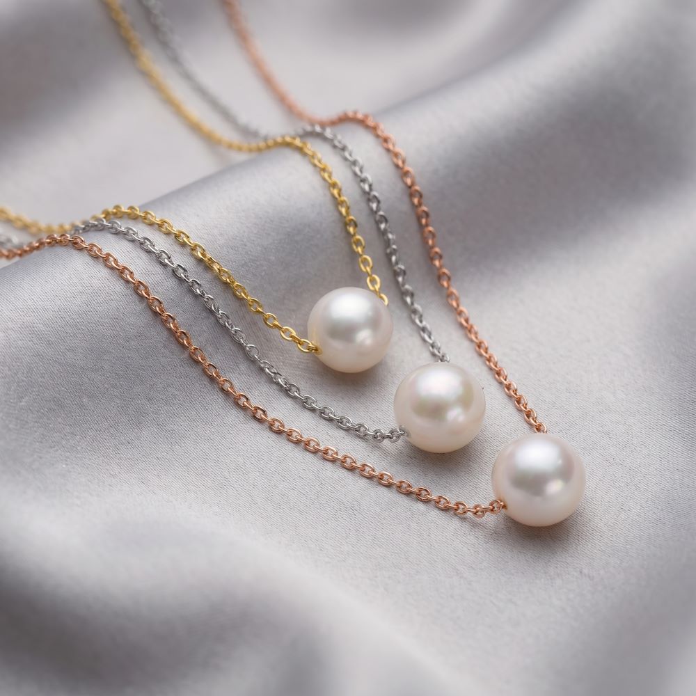 Italian Ming Pearl Solitaire Necklace