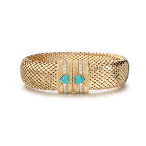 Italian Estate Inspired Luxury Bracelet With Turquoise Heart