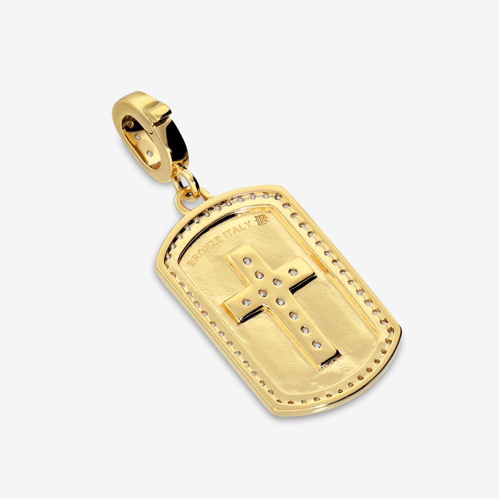 Italian Tag Style Stone Cross Enhancer Pendant