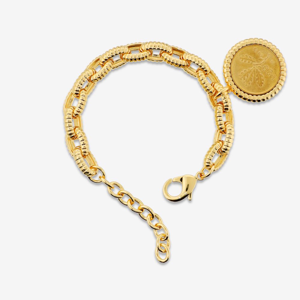 Italian Status Link Genuine Lire Coin Charm Bracelet