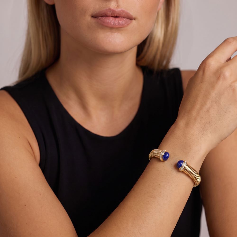 Tubogas Cuff Bangle With Stone & Cz
