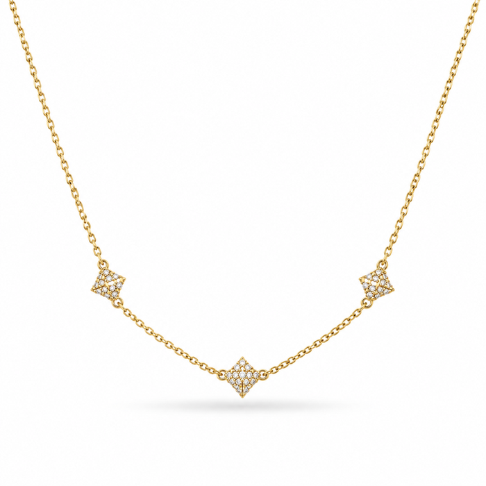 Italian Couture Inspired  Pave' Triple Pyramid Necklace