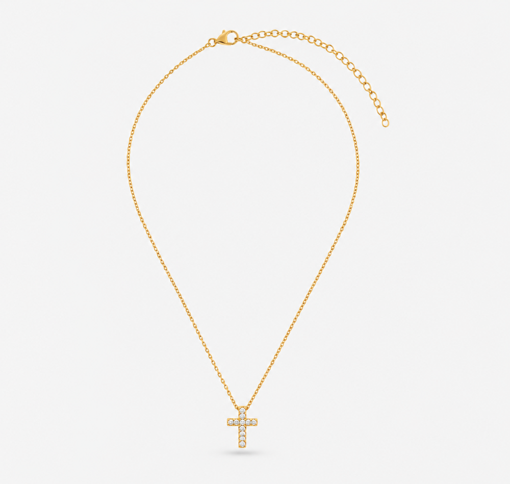 Italian Perfect Size Lab Grown Diamond Cross Necklace