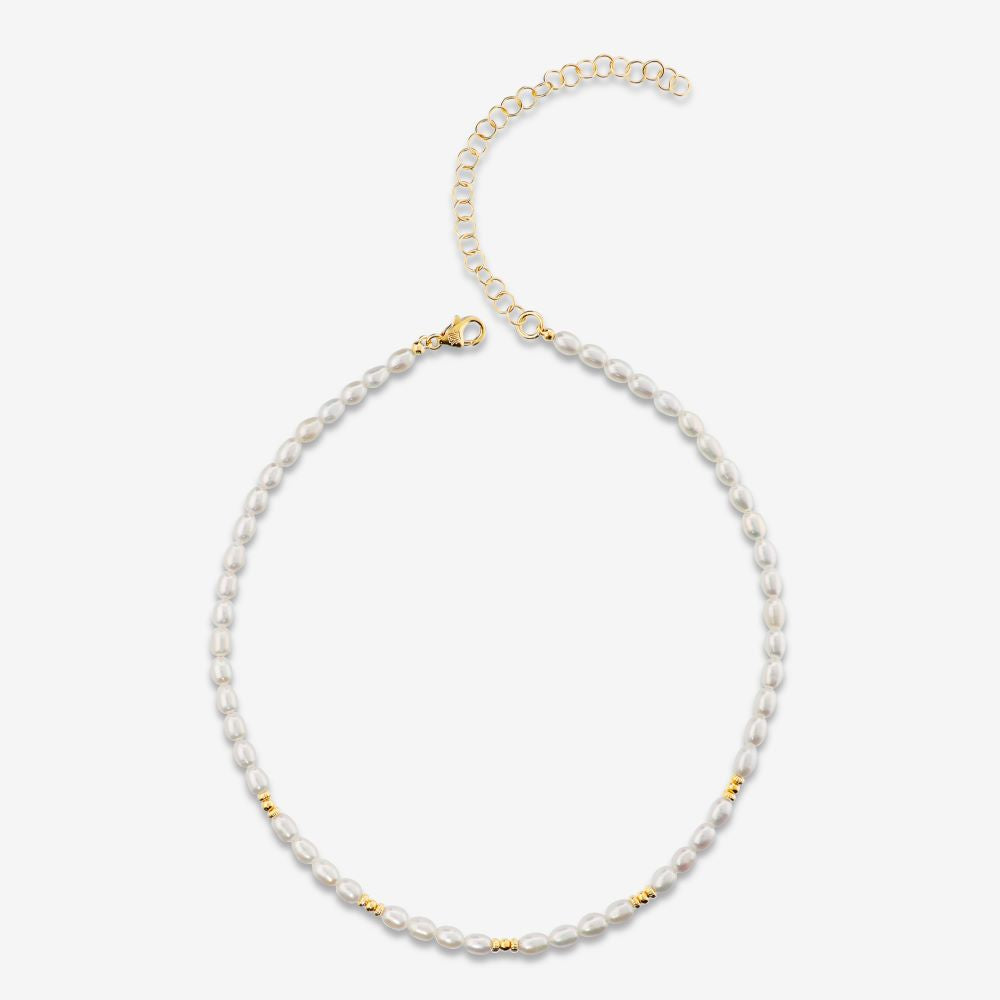 Italian Pearl Necklace With Bead Stations
