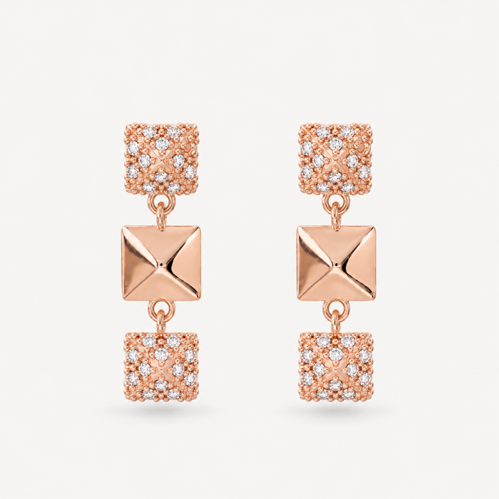 Italian Couture Inspired Pyramid Pave' Drop Earrings