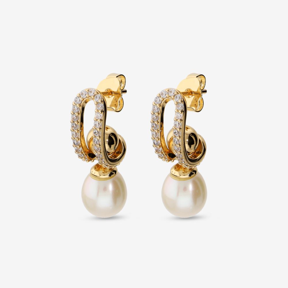 Italian Stone And Pearl Drop Earrings