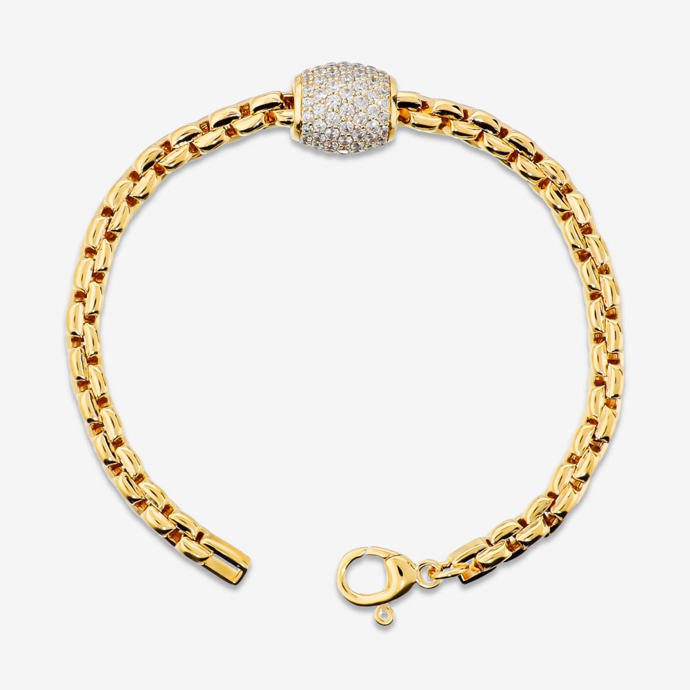 Italian Look Of Fine Status Link Bracelet With Pave, Yellow