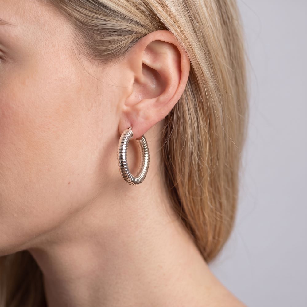 Italian Tubogas Finish Hoop Earrings