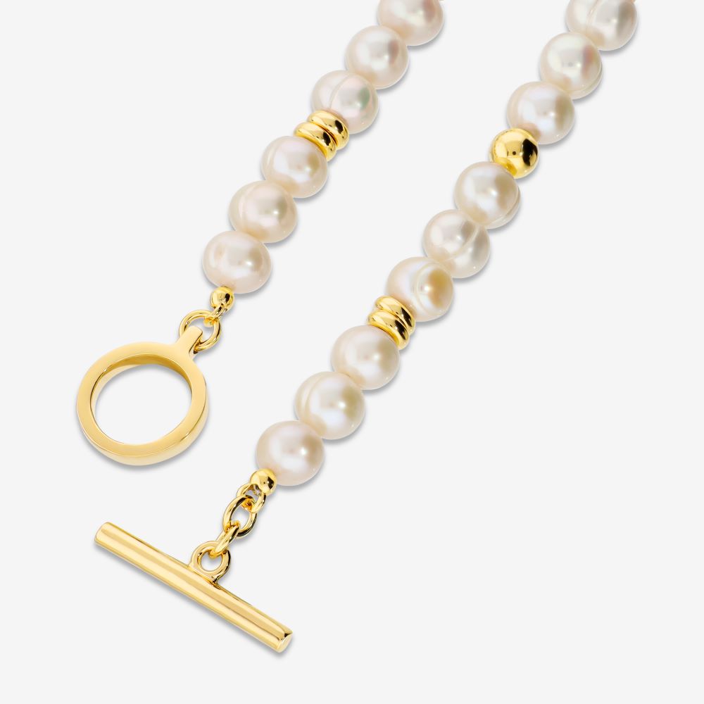 Italian Oval Pearl Necklace With T-Bar
