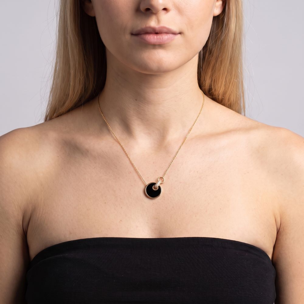Italian Couture Inspired Gemstone Disc Necklace with Pave