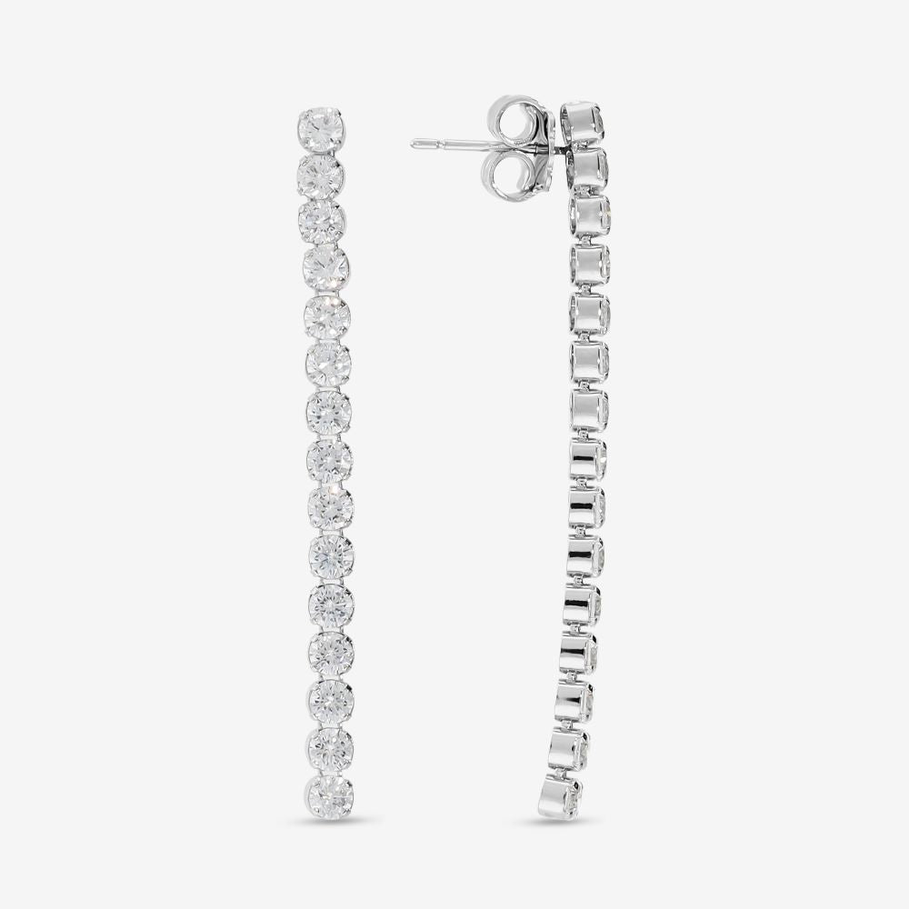 Italian Look Of Fine Tennis Drop Earrings, White