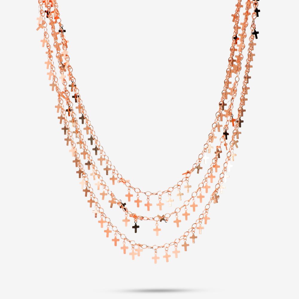 Italian Handmade Triple Strand Petite Cross Necklace