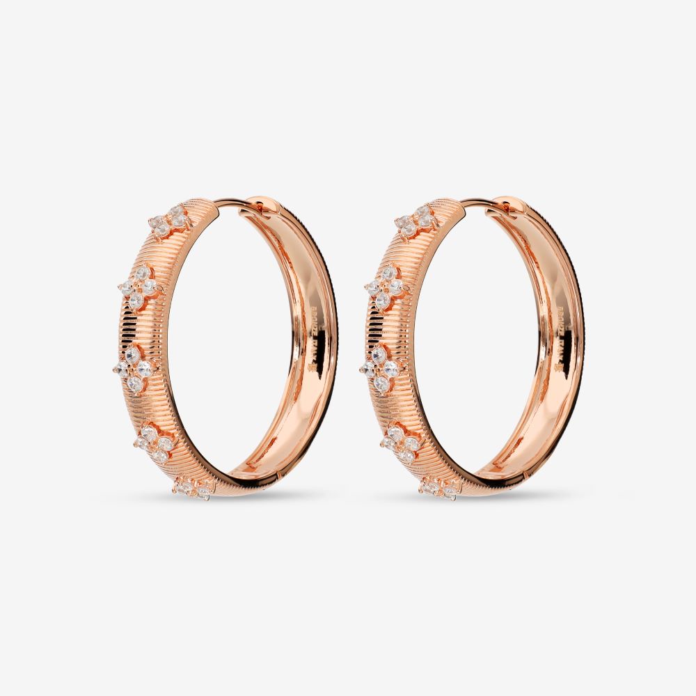 Italian Handmade Couture Texture Luxury Hoop Earrings With Stones