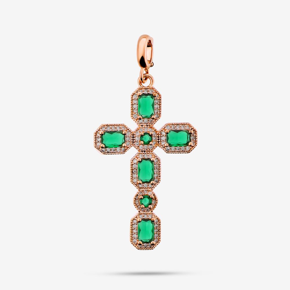 Italian Look of Emeralds and Diamonds Cross Enhancer