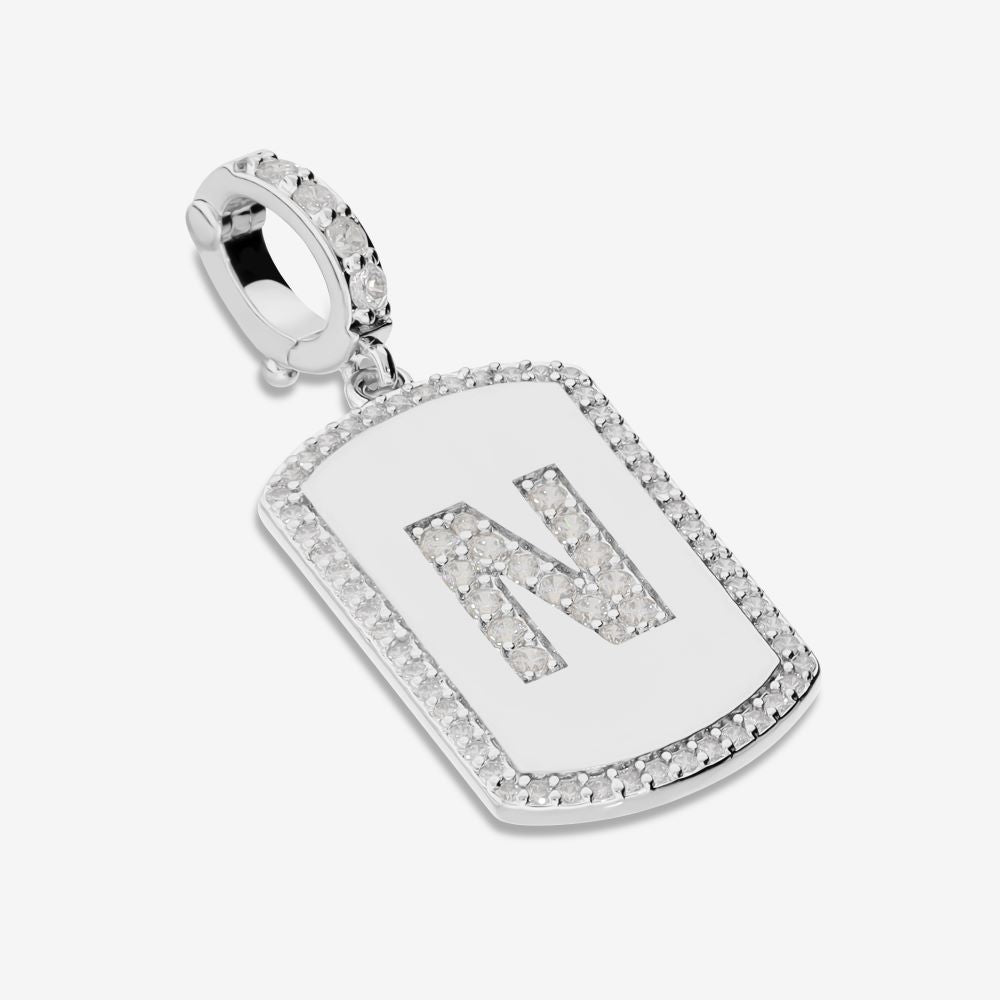 Italian Look of Diamonds Tag Style Initial Enhancer, White