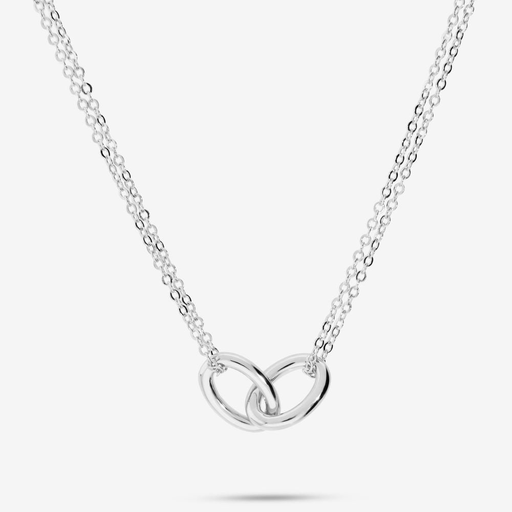 Italian Fine Double Chain Necklace With Interlocking Rings