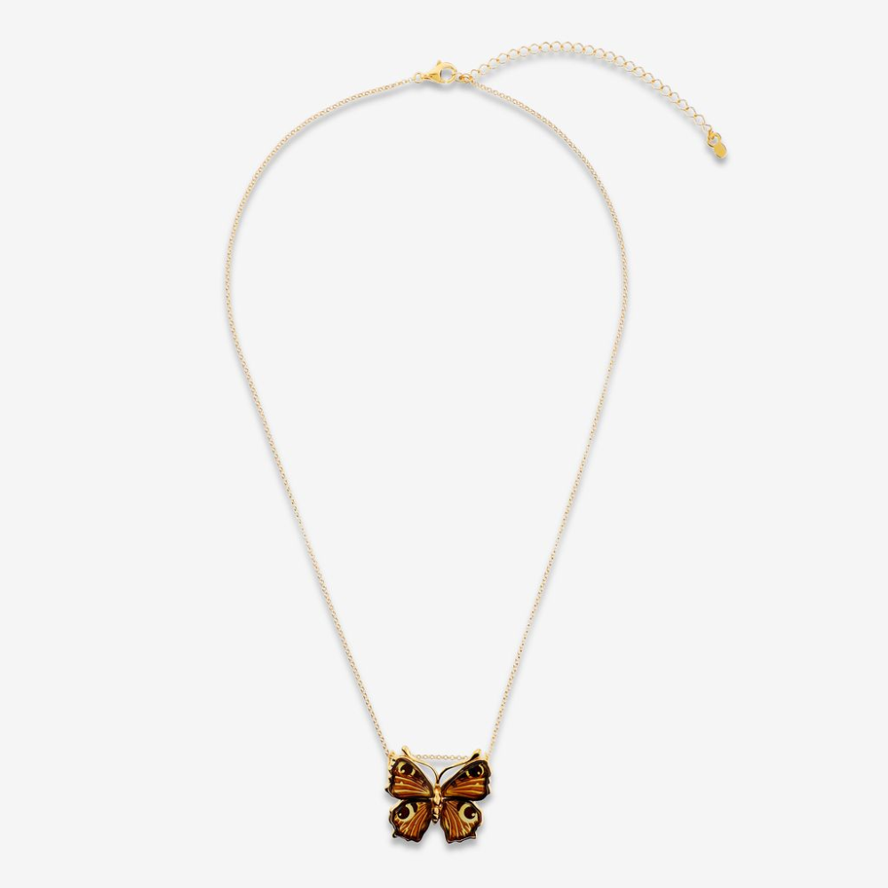 Italian Handmade Genuine Amber Butterfly Necklace