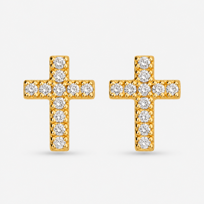 Italian Perfect Size Lab Grown Diamond Cross Earrings