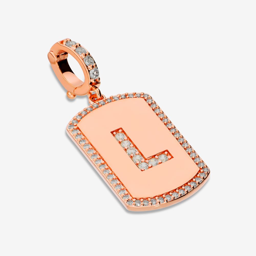 Italian Look of Diamonds Tag Style Initial Enhancer, Rose