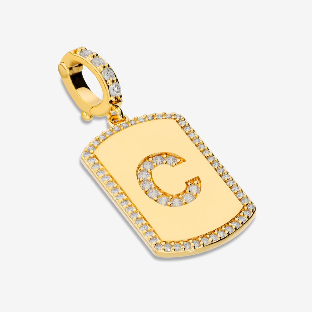 Italian Look of Diamonds Tag Style Initial Enhancer, Yellow