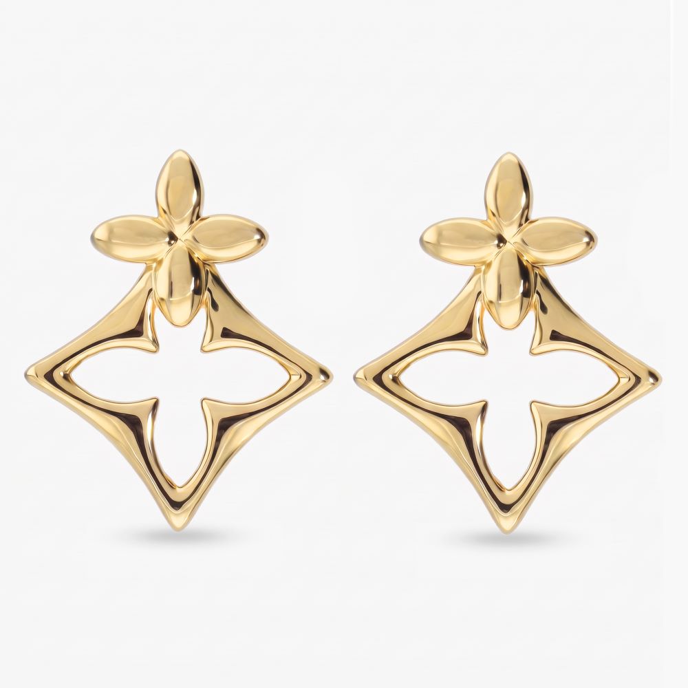 Italian Couture Inspired Double Flower Earrings