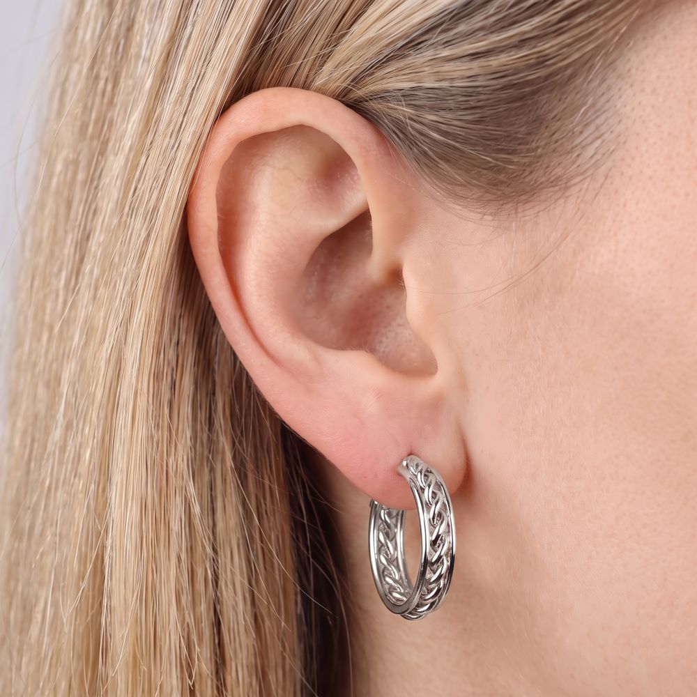 Italian Status Dimensional Twist Hoop Earrings