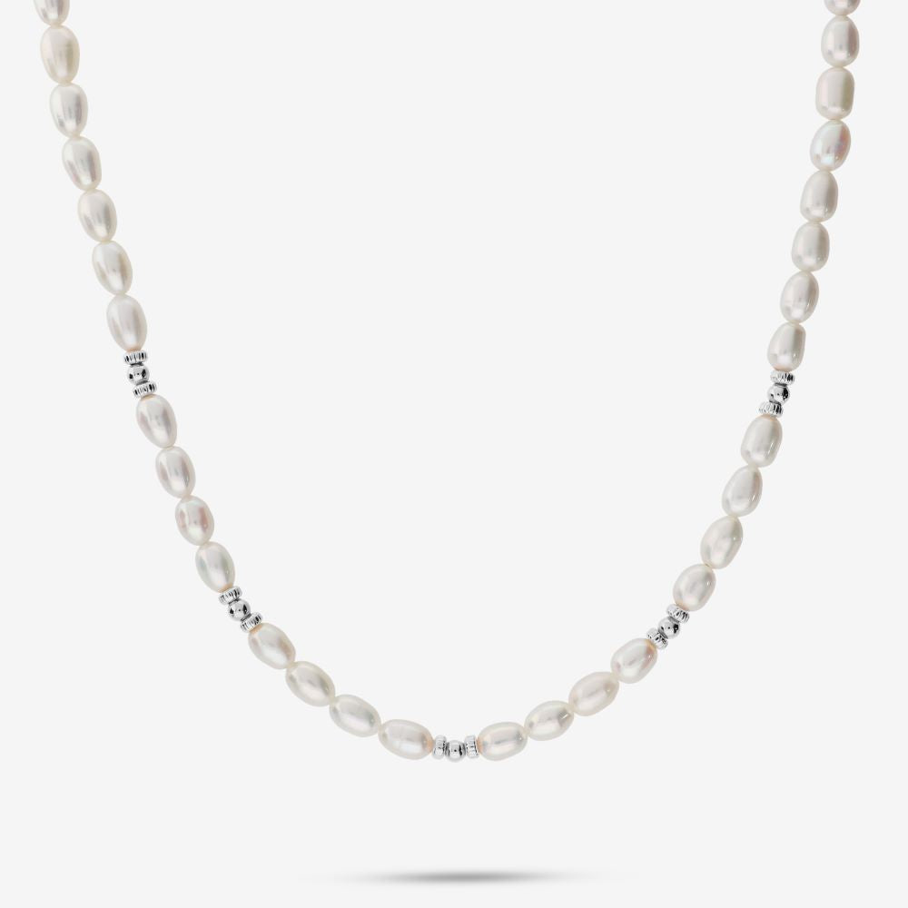 Italian Pearl Necklace With Bead Stations