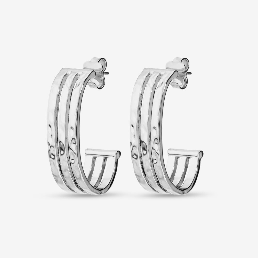 Italian Triple Bar Hammered Earrings