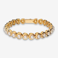 Italian Pearl Heart Tennis Bracelet, Yellow Gold