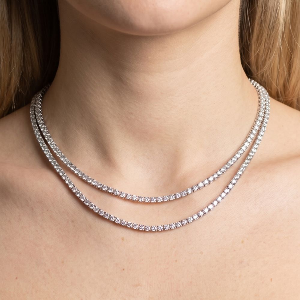Italian Look Of Fine Tennis Necklace