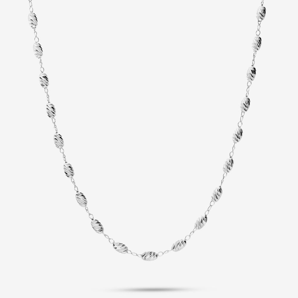 Italian 3D Diamond Cut Bead Necklace, White