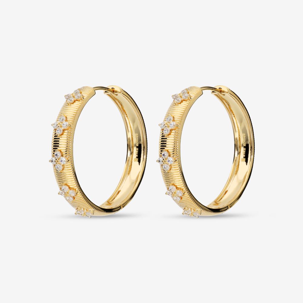 Italian Handmade Couture Texture Luxury Hoop Earrings With Stones
