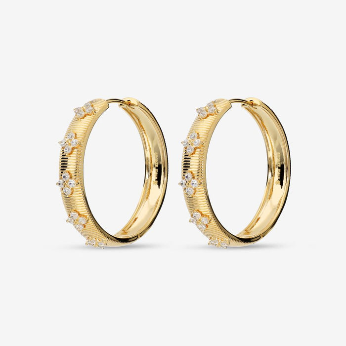 Italian Handmade Couture Texture Luxury Hoop Earrings With Stones