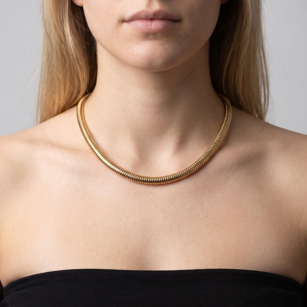 Italian Tubogas Collar Necklace With Changeable Bee Lire