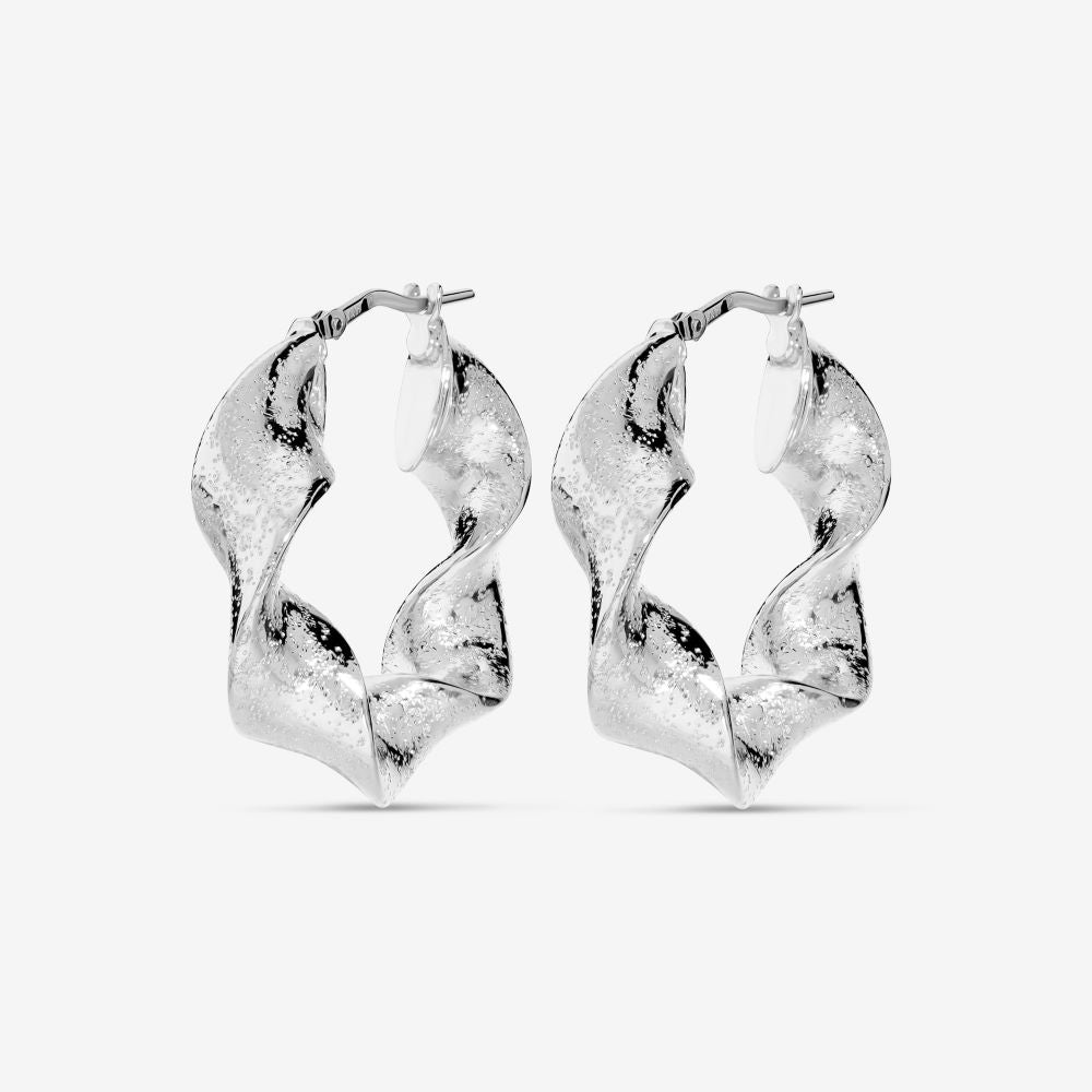 Italian Puntinato Ribbon Twist 1" Hoop Earrings